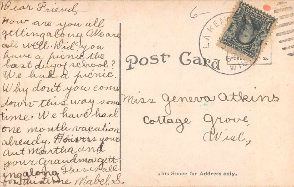 Lake Mills Wisconsin Rock Lake Waterfront Antique Postcard K65964 - Image 2