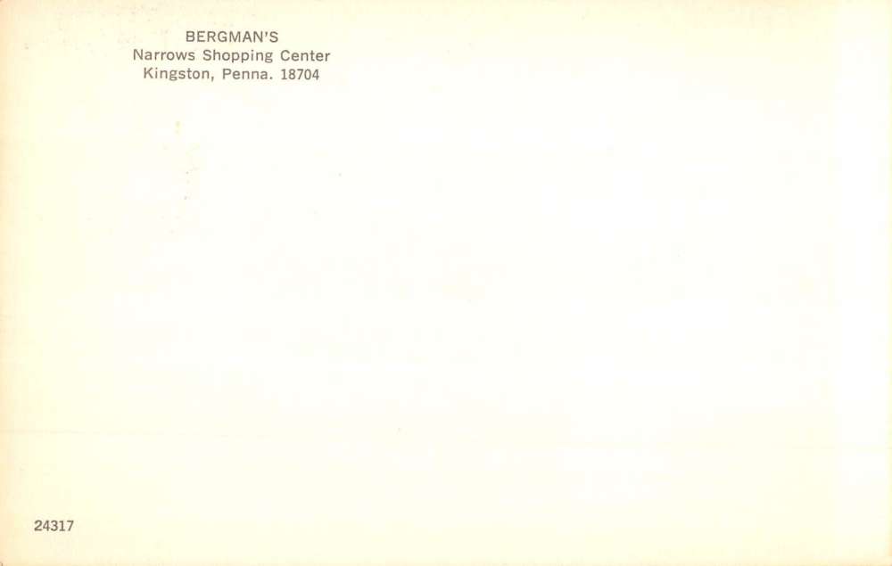 Kingston Pennsylvania Bergmans Shopping Center Vintage Postcard K67014 - Image 2