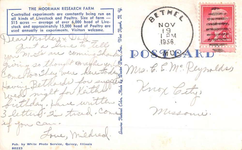 Mendon Illinois Moorman Research Farm Aerial View Vintage Postcard K67168 - Image 2