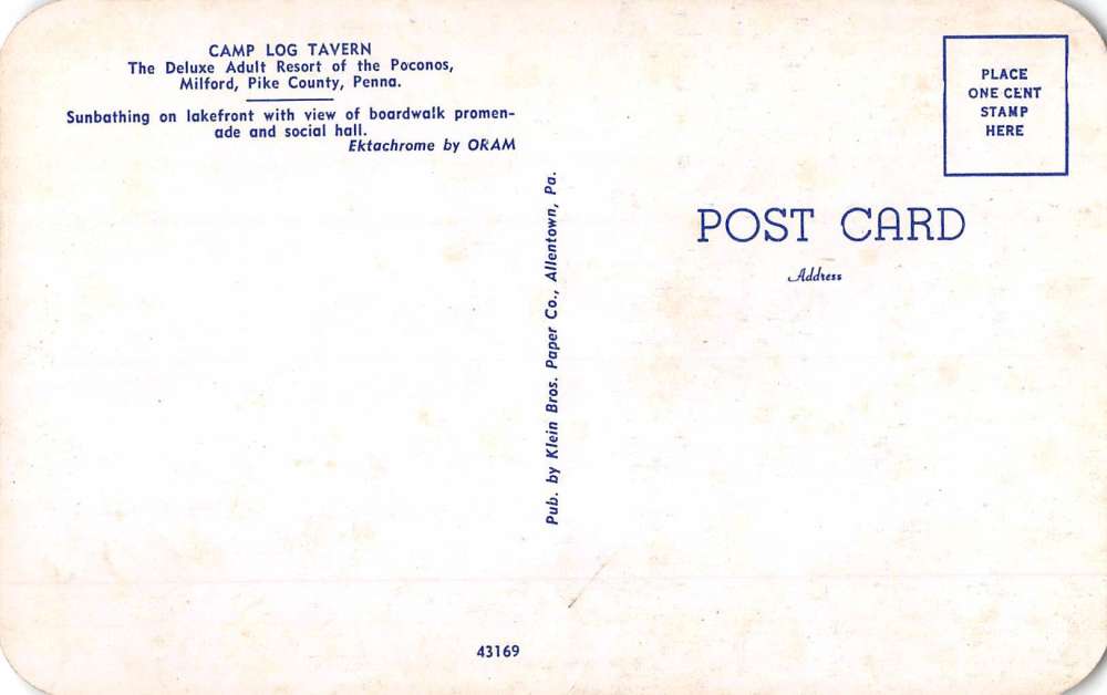 Milford Pennsylvania Camp Log Tavern Bathing Scene Vintage Postcard K67209 - Image 2