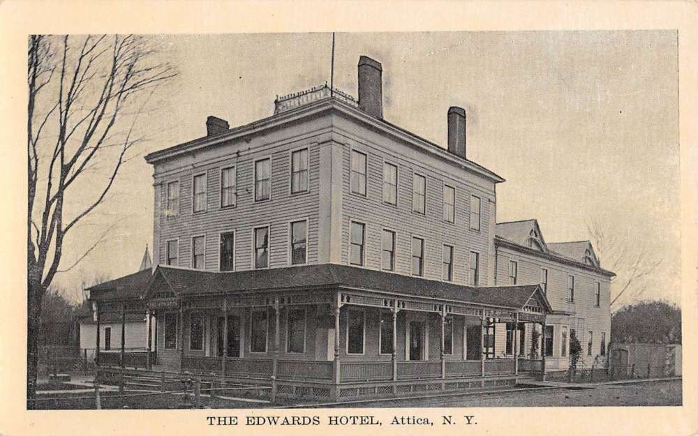 Attica New York Edwards Hotel Street View Antique Postcard K67260