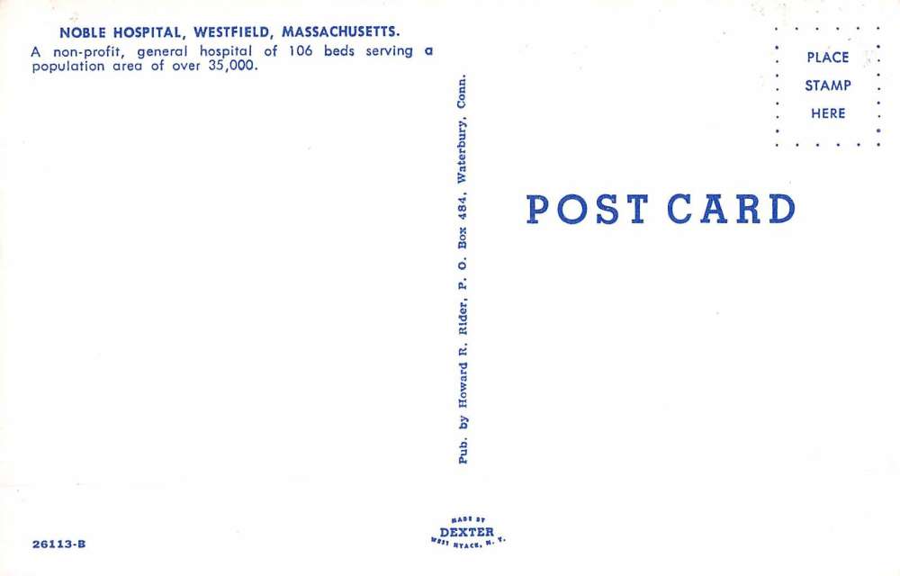Westfield Massachusetts Noble Hospital Street View Vintage Postcard ...