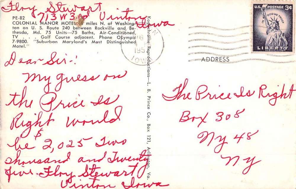 Bethesda Maryland Colonial Manor Motel Street View Vintage Postcard K67391 - Image 2