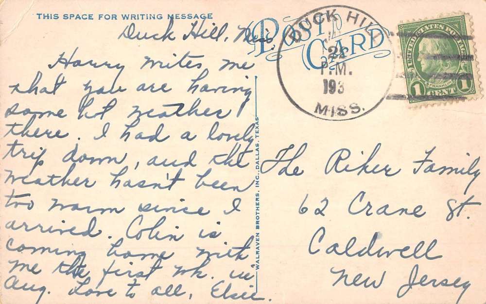 Hrenada Mississippi First Presbyterian Church Antique Postcard K67411 - Image 2