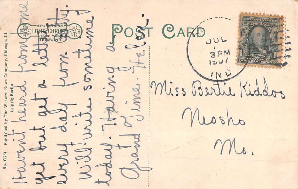 Delphi Indiana West Franklin Street Scene Antique Postcard K68021 - Image 2