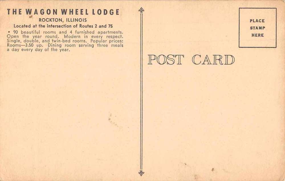Rockton Illinois Wagon Wheel Lodge Map Interior View Antique Postcard J68496 - Image 2