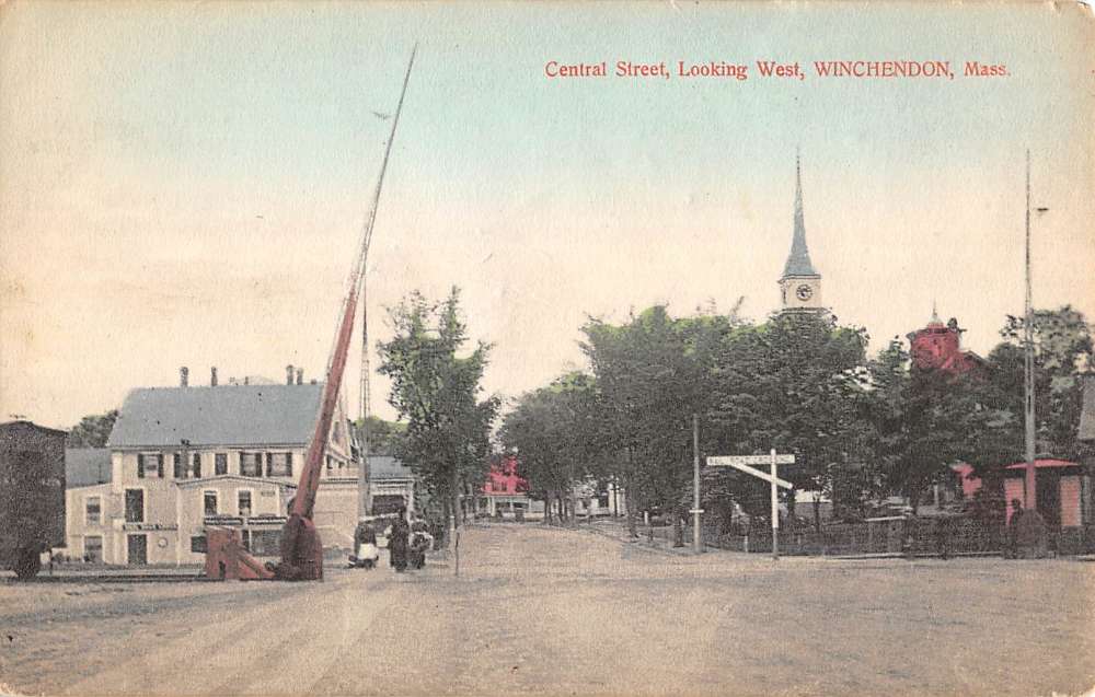 Winchendon Massachusetts Central Street Scene Antique Postcard K68118