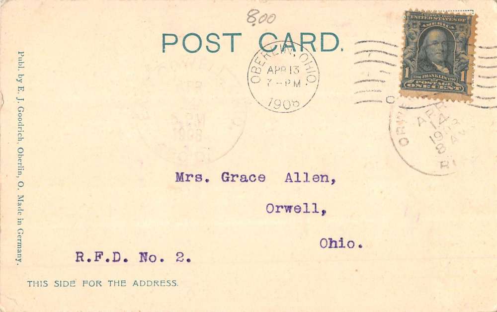 Oberlin Ohio First ME Church Street View Antique Postcard K68302 - Image 2