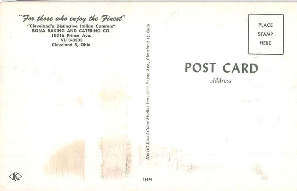 Cleveland Ohio Bona Baking And Catering Vintage Postcard K68314 - Image 2