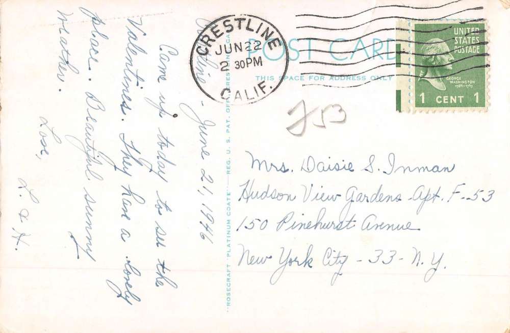 San Bernardino Mountains California Lake Gregory Antique Postcard K68342 - Image 2