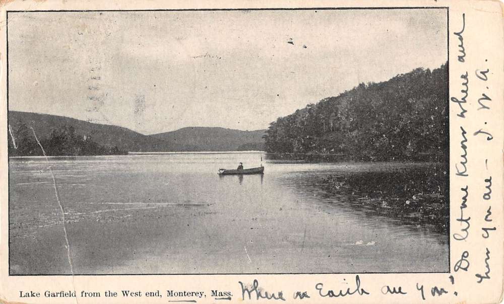 Monterey Massachusetts Lake Garfield Row Boat Waterfront Antique