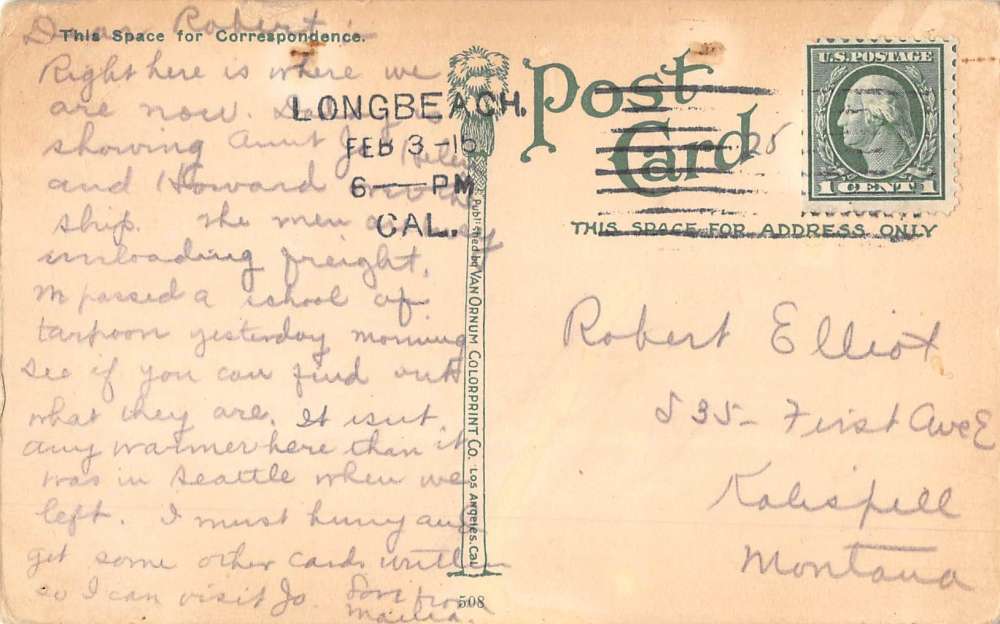 San Pedro Califronia Los Angeles Harbor Shipping Antique Postcard K68449 - Image 2