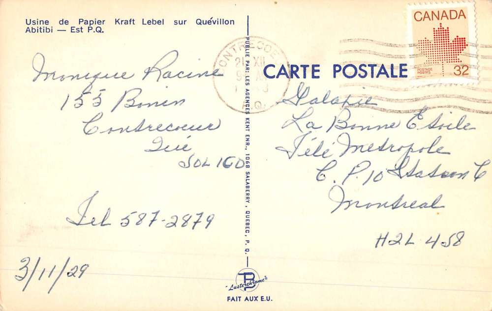 Abitibi Quebec Canada Kraft Paper Factory Street View Vintage Postcard K68738 - Image 2