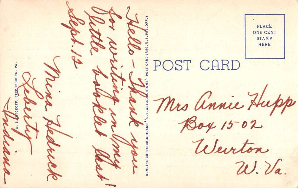 Delaware Water Gap Pennsylvania Large Letter Linen Antique Postcard K69331 - Image 2