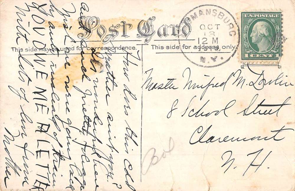 Trumansburg New York High School Street View Antique Postcard K69446