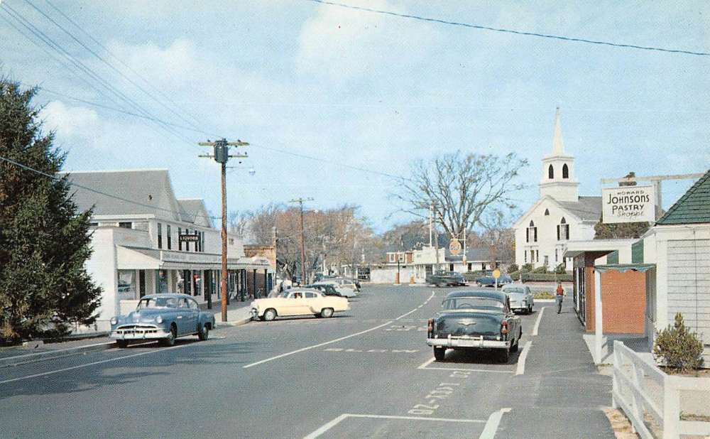Osterville Massachusetts Shopping Center Street View Vintage Postcard