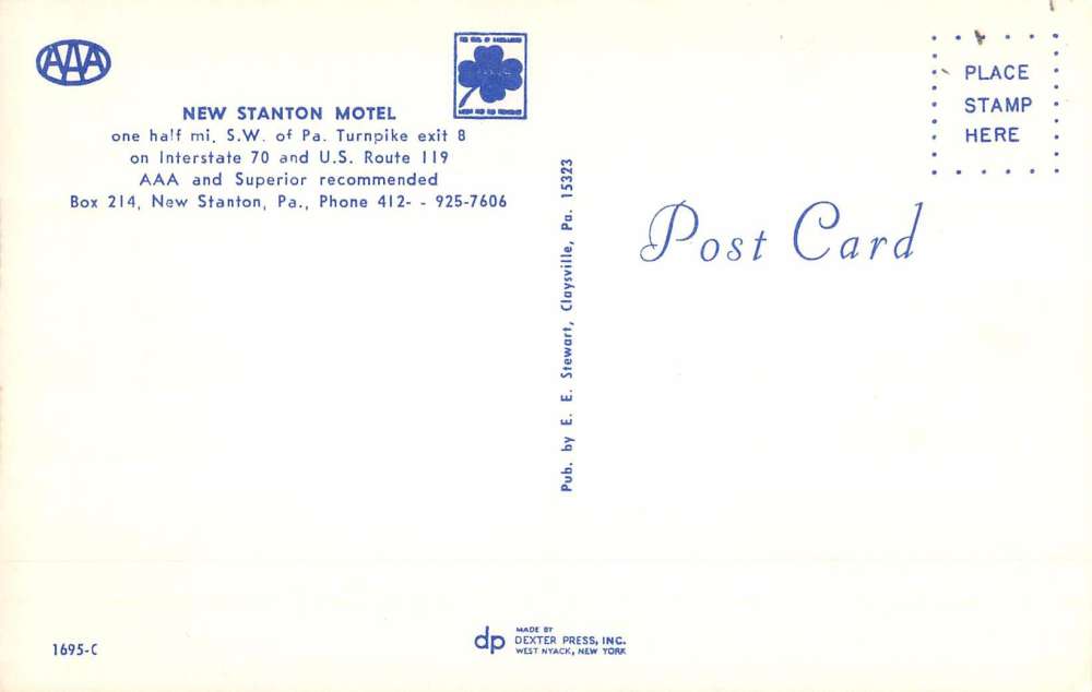 New Stanton Pennsylvania Motel Street View Vintage Postcard K69578 - Image 2