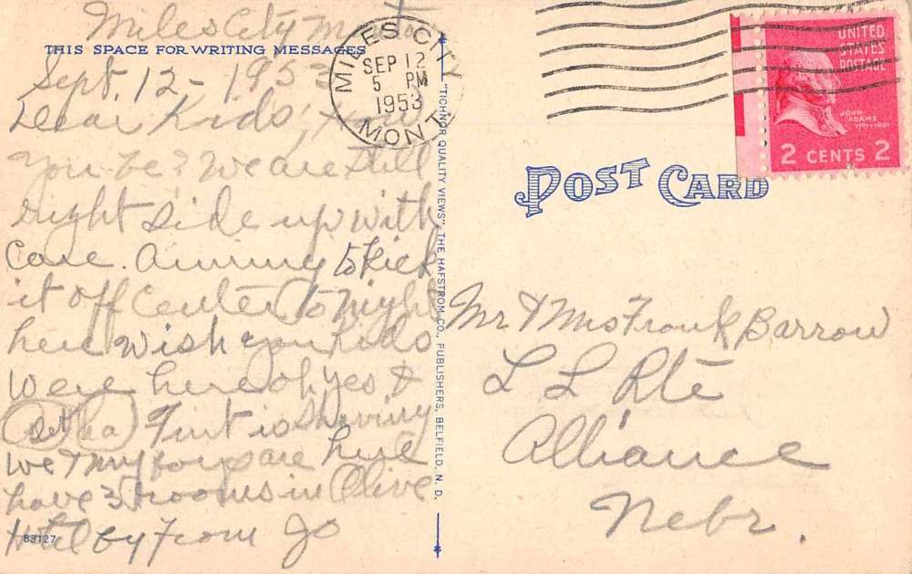 Miles City Montana Business Section Aerial View Linen Postcard J68906 - Image 2