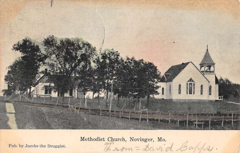 Novinger Missouri Methodist Church Street View Antique Postcard K69718