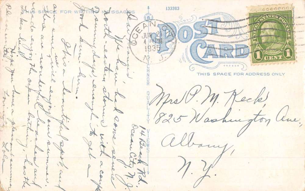 Ocean City New Jersey Bathing Beach Birdseye View Antique Postcard K70078 - Image 2