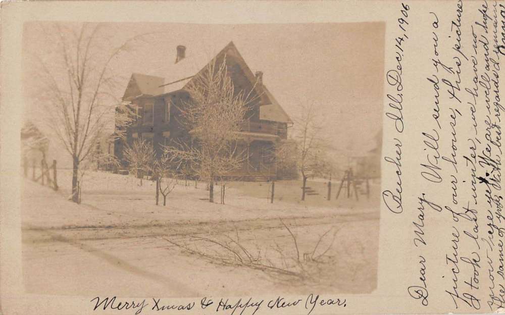 Beecher Illinois Historic Home Real Photo Antique Postcard K70266