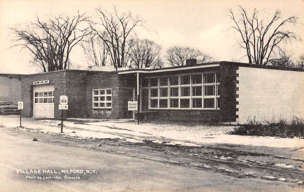 Milford New York Village Hall Street View Antique Postcard K70360