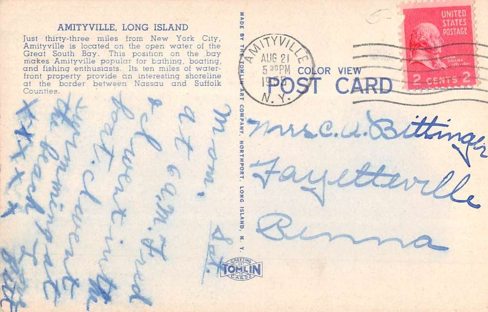 Amityville New York Municipal Building Street View Antique Postcard K70370 - Image 2