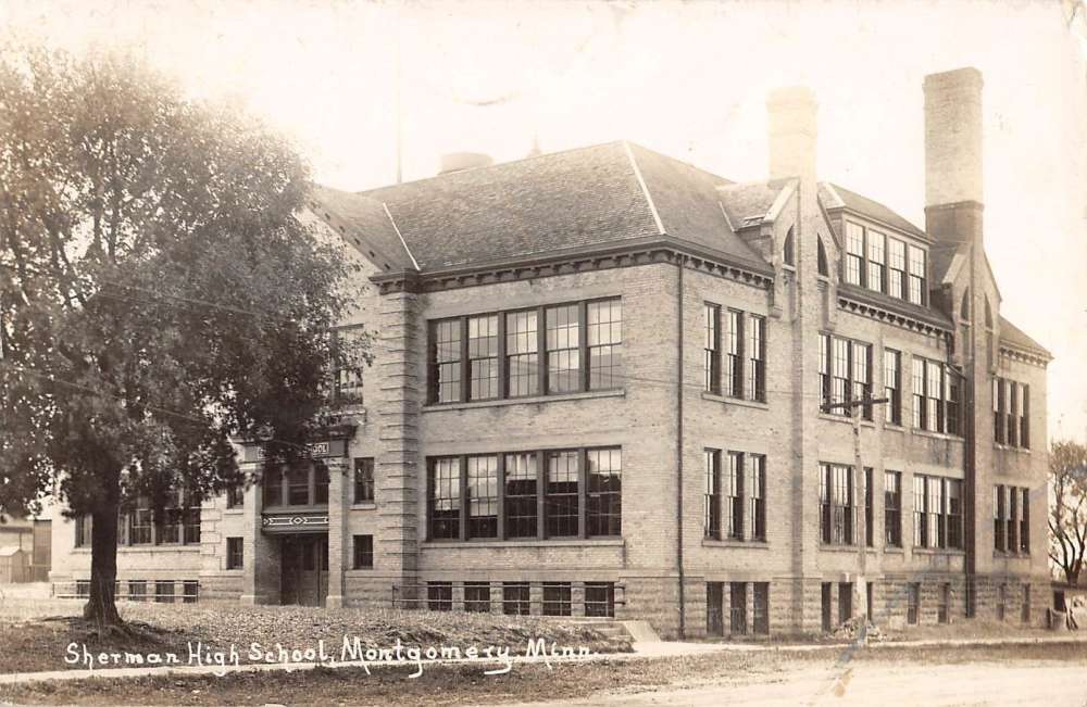 Montgomery Minnesota Sherman High School Real Photo Antique Postcard