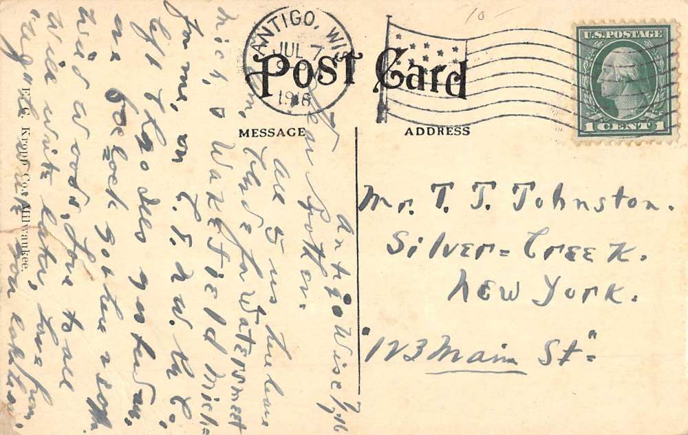 Antigo Wisconsin Fifth Ave Street Scene Historic Bldgs Antique Postcard K70499 - Image 2