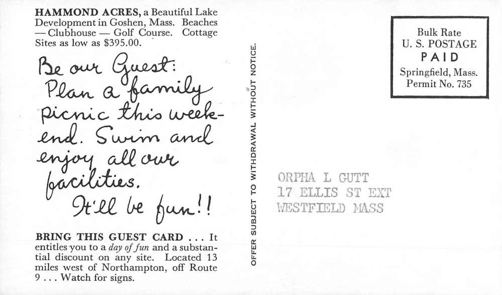 Goshen Massachusetts Hammond Acres Multiview Vintage Postcard K70574 - Image 2