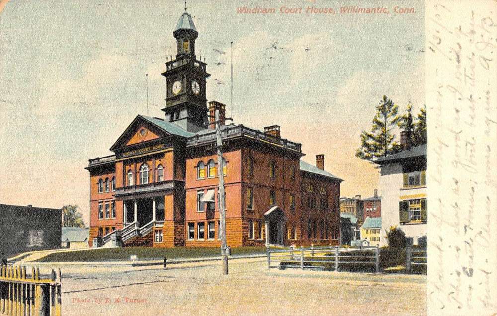 Willimantic Connecticut Windham Court House Street View Antique