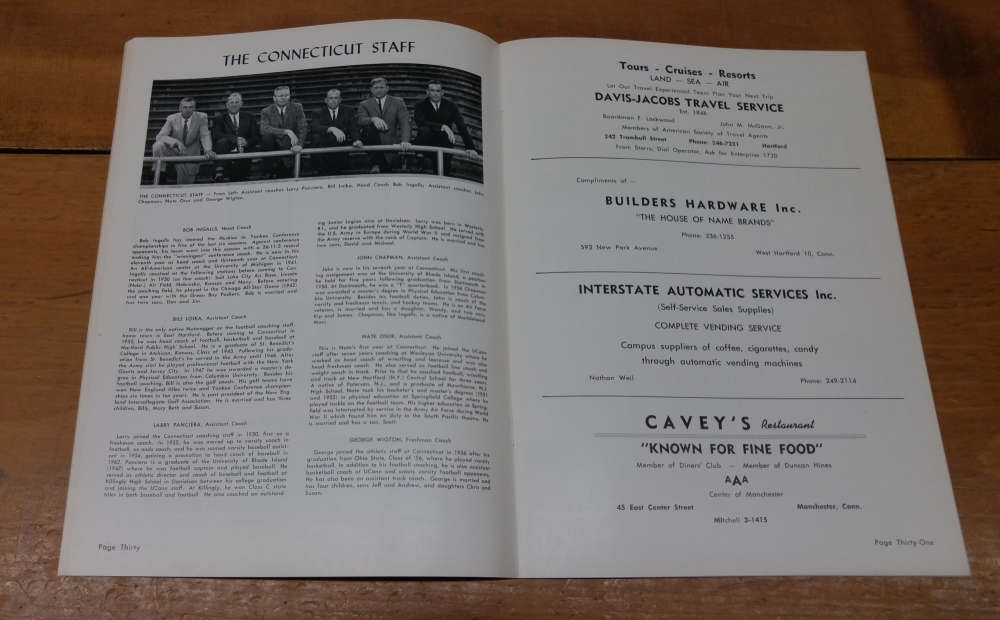 Connecticut vs Maine Memorial Stadium Football 1962 Program J69161 - Image 3