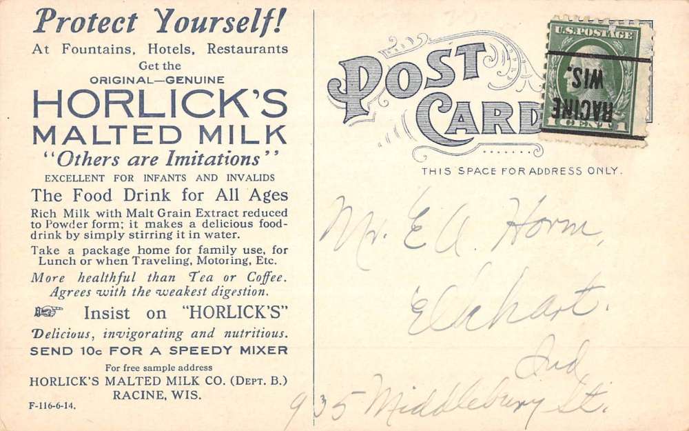 Racine Wisconsin Horlicks Malted Milk Factory Antique Postcard K71071 - Image 2