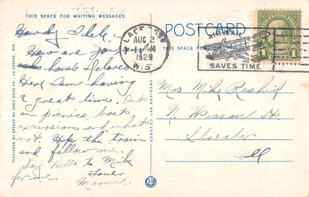 La Crosse Wisconsin Steamer Capitol Levee Park Antique Postcard K71073 - Image 2