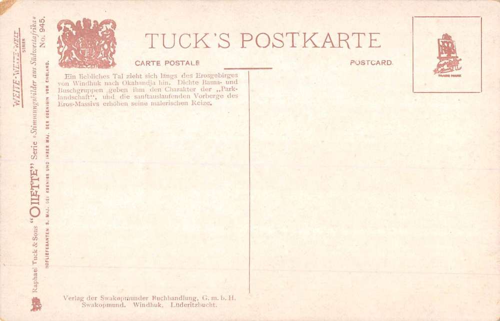 Windhoek Namibia Africa Scenic View Tuck Antique Postcard K71133 - Image 2