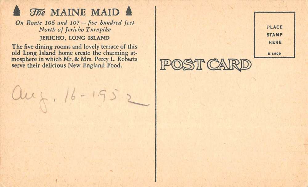 Jericho New York Maine Maid House Drawing Antique Postcard K71211 - Image 2