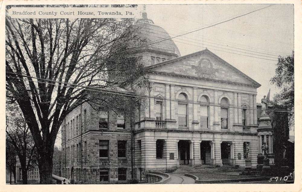 Towanda Pennsylvania Bradford Court House Street View Antique Postcard