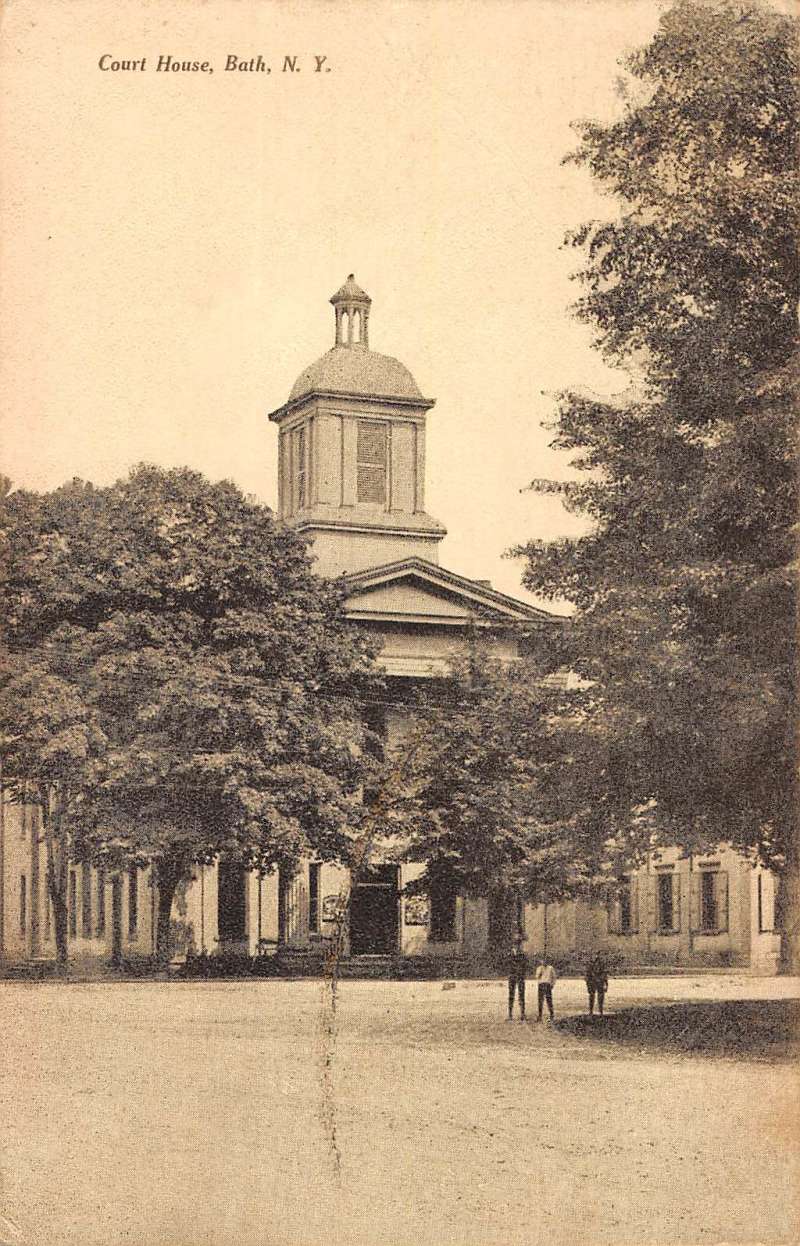 Bath New York Court House Street View Antique Postcard K71233 Mary L