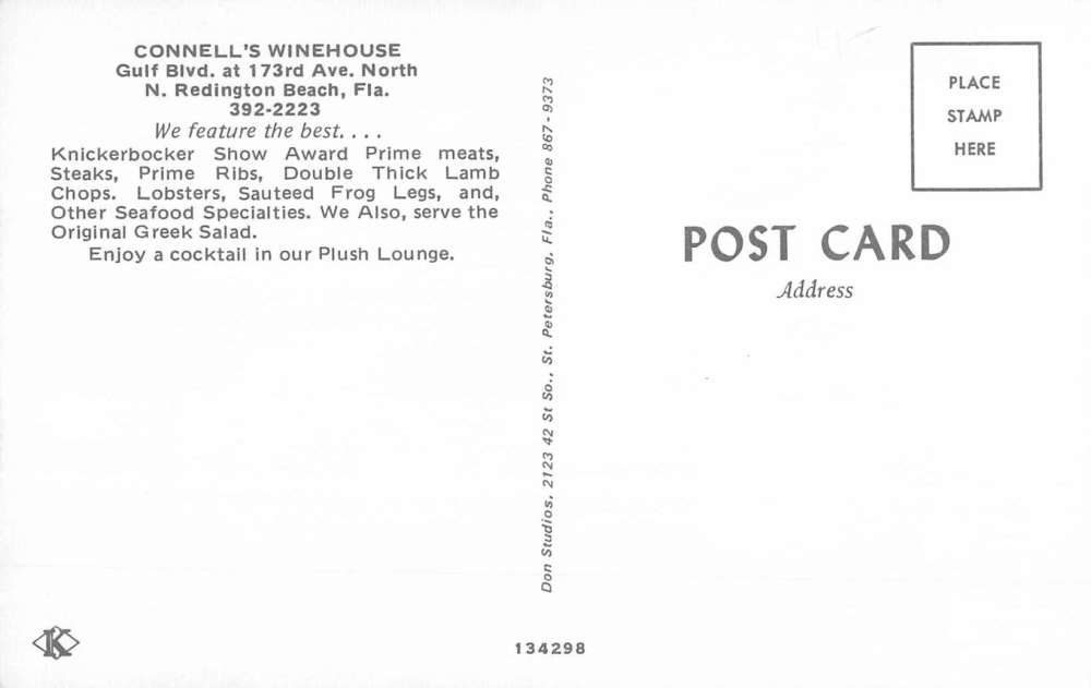 Redington Beach Florida Connells Winehouse Multiview Vintage Postcard K71276 - Image 2