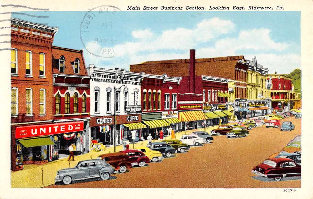 Ridgway Pennsylvania Main Street Scene Business Section Antique