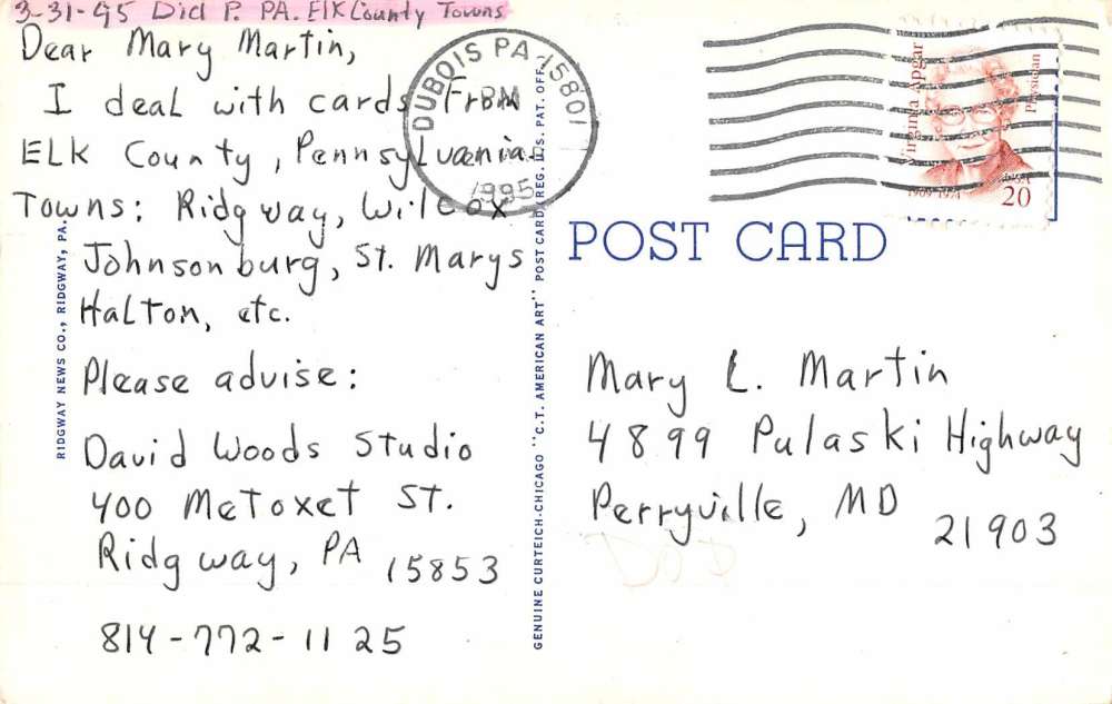 Ridgway Pennsylvania Main Street Scene Business Section Antique Postcard K71411 - Image 2