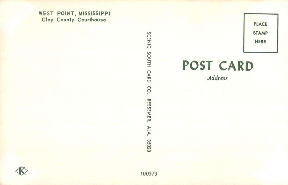 West Point Mississippi Clay Court House Street View Vintage Postcard K71500 - Image 2