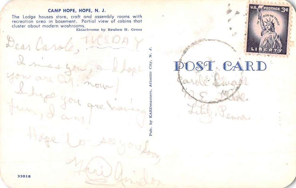 Hope New Jersey Camp Cabins Birdseye View Vintage Postcard K71530 - Image 2