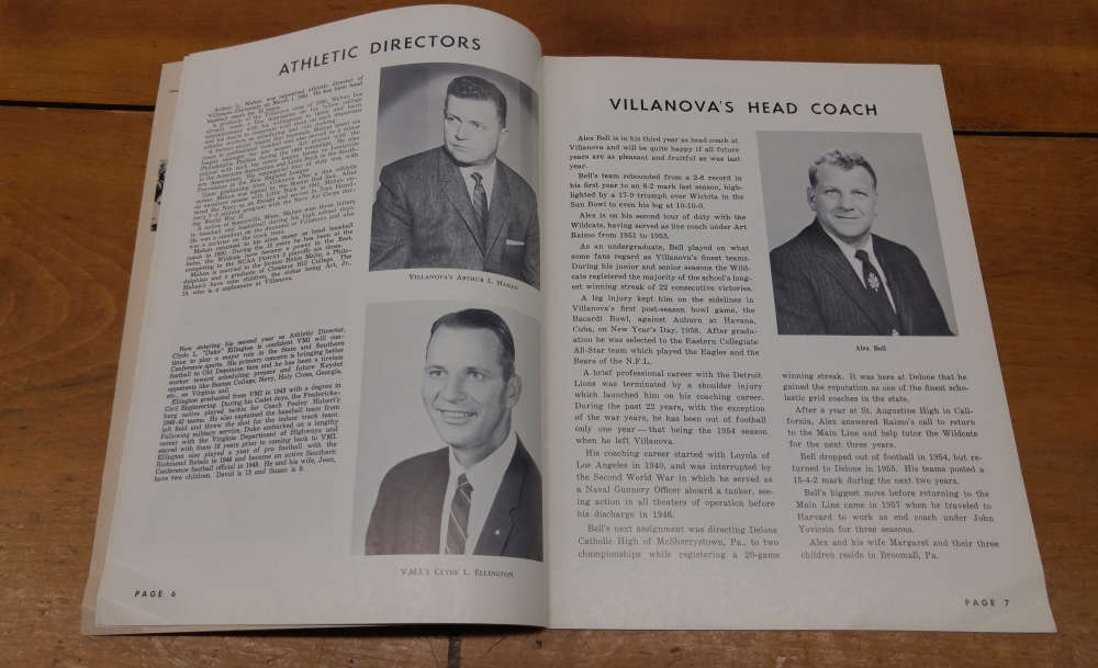 Villanova vs VMI Villanova Stadium Football 1962 Program J69247 - Image 2