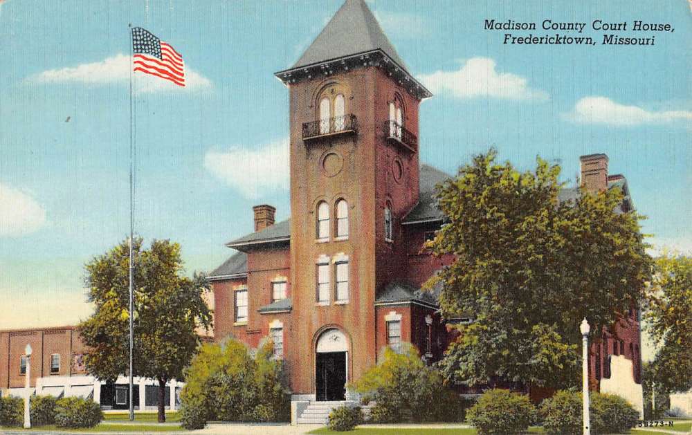 Fredericktown Missouri Madison Court House Street View Antique Postcard