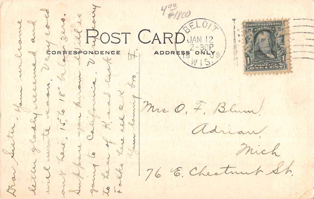 Beloit Wisconsin Hospital Street View Antique Postcard K71565 - Image 2