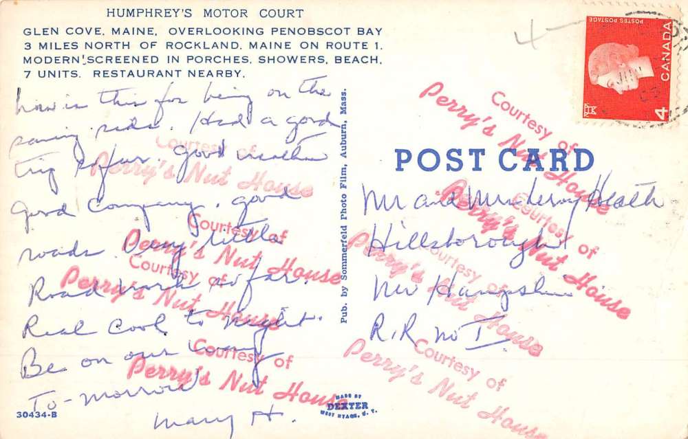 Glen Cove Maine Humphreys Motor Court Street View Vintage Postcard K71629 - Image 2