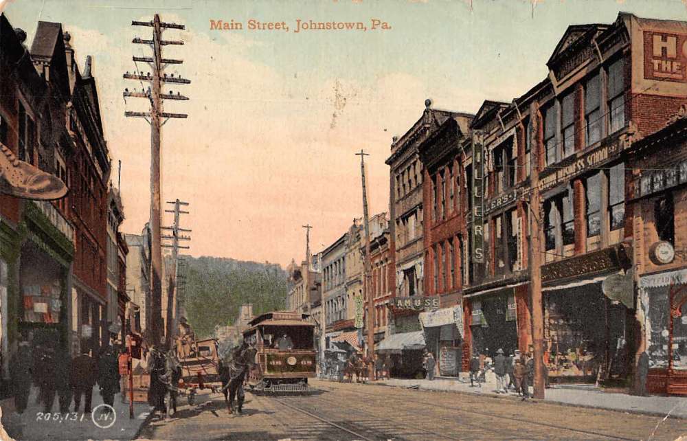 Johnstown Pennsylvania Main Street Trolley Antique Postcard J69737 Mary L. Martin Ltd. Postcards