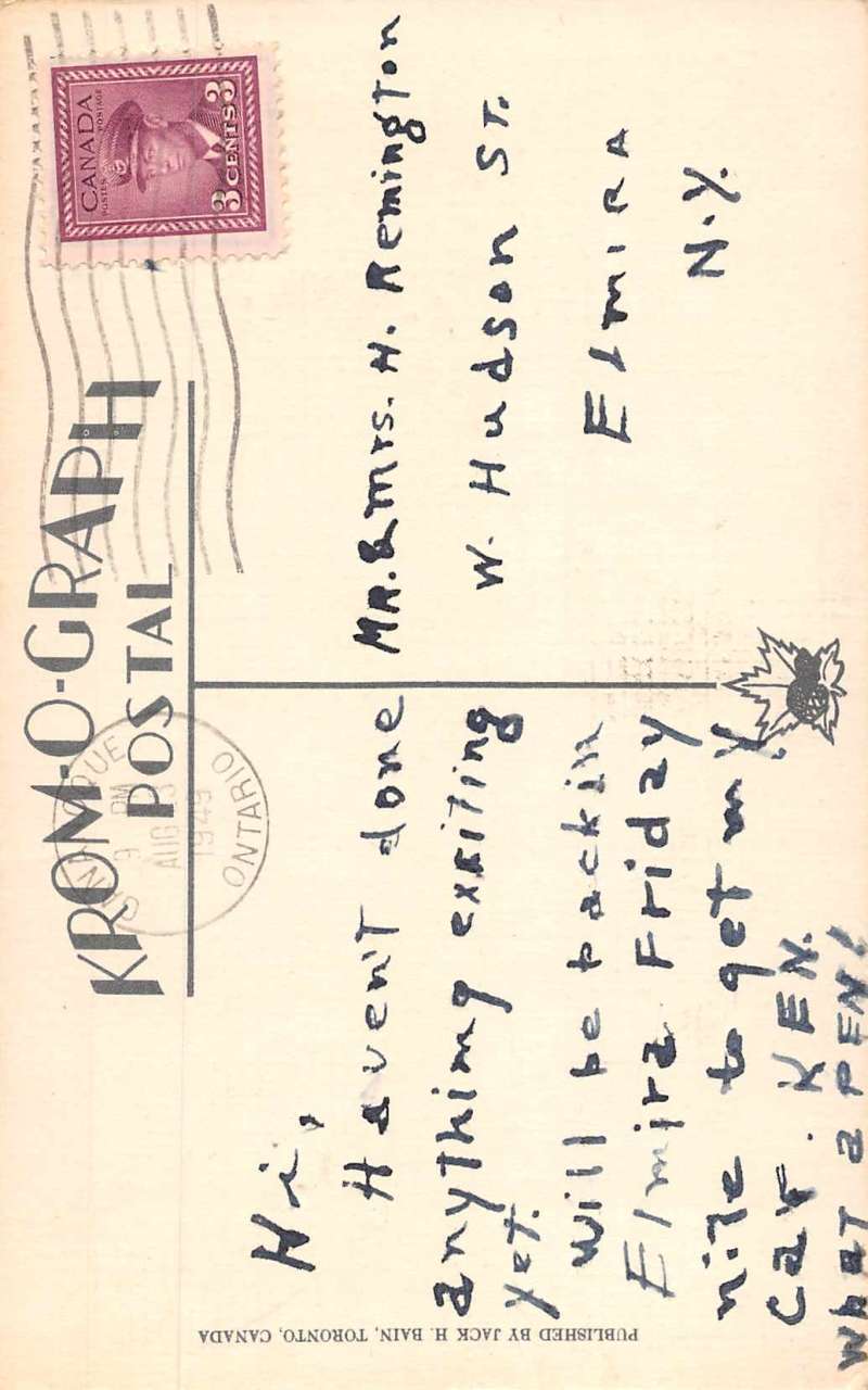 Ganaoque Ontario Canada Business District Linen Antique Postcard J69922 - Image 2