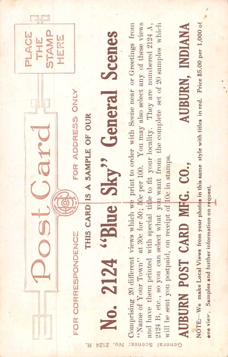 Auburn Indiana Scenic View Advertising Antique Postcard J69925 - Image 2